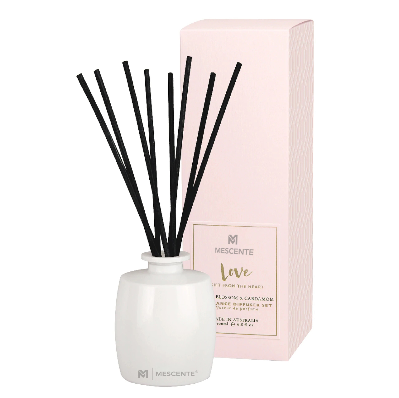 M&Scent Grote glazen fles Home Essentials Aroma Rietverspreider Cadeauset met rotanstokjes
