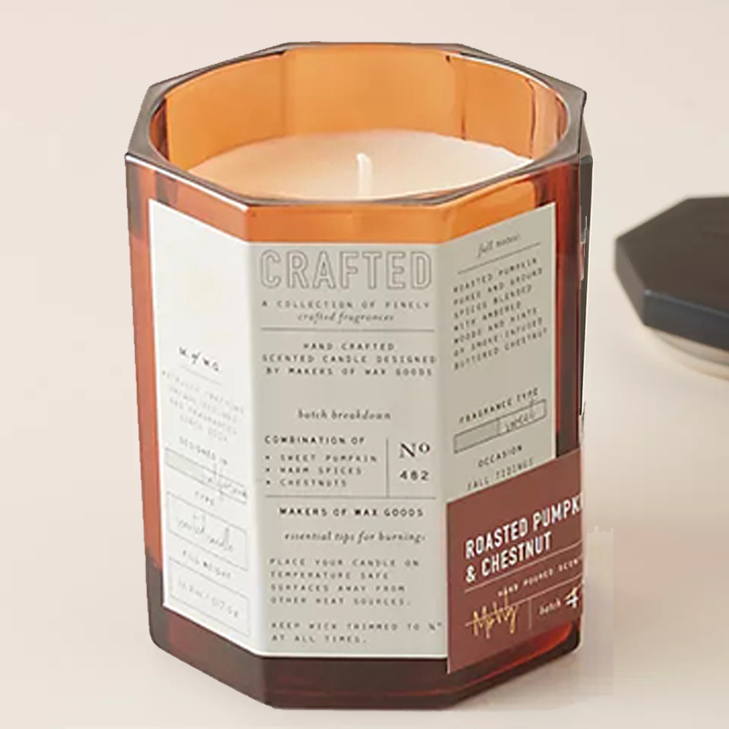 M&Scent op maat gemaakt luxe houten deksel, katoenen lont, glazen vat, sojawasmengsel, herfstachtige glazen kaars