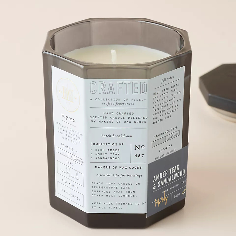 M&Scent op maat gemaakt luxe houten deksel, katoenen lont, glazen vat, sojawasmengsel, herfstachtige glazen kaars