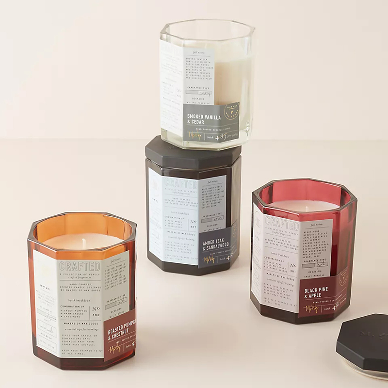 M&Scent op maat gemaakt luxe houten deksel, katoenen lont, glazen vat, sojawasmengsel, herfstachtige glazen kaars