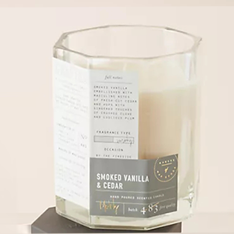 M&Scent op maat gemaakt luxe houten deksel, katoenen lont, glazen vat, sojawasmengsel, herfstachtige glazen kaars