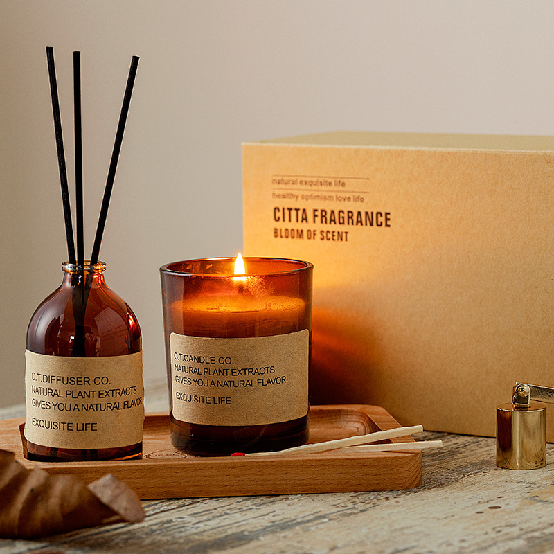 M&Scent luxe rietverspreider en geurkaarsenset voor thuis, met doosverpakking