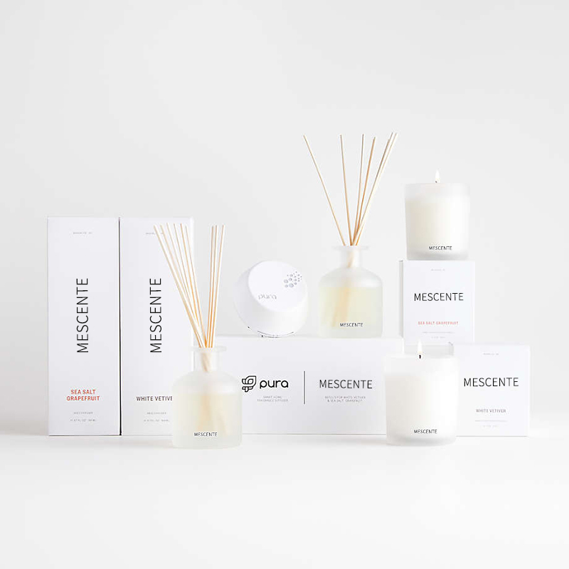 M&Scent luxe private label paarse geuraroma-rietverspreider cadeauset met doos