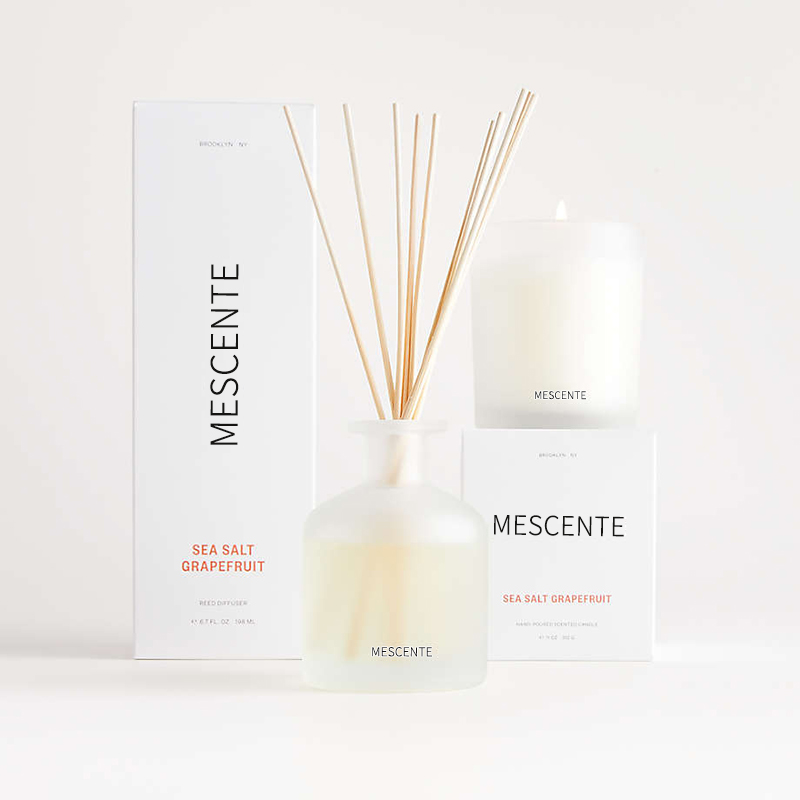 M&Scent luxe private label paarse geuraroma-rietverspreider cadeauset met doos