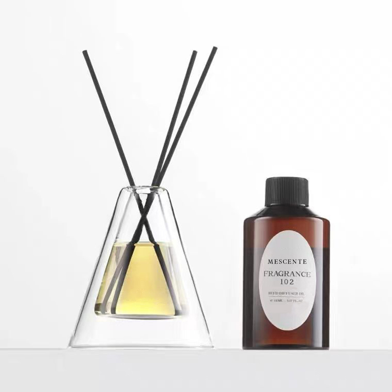 Aangepaste grote Hex Essenza unieke glazen fles wit mat extra lucht aroma riet diffuser huisgeur, riet diffusers Kerstmis