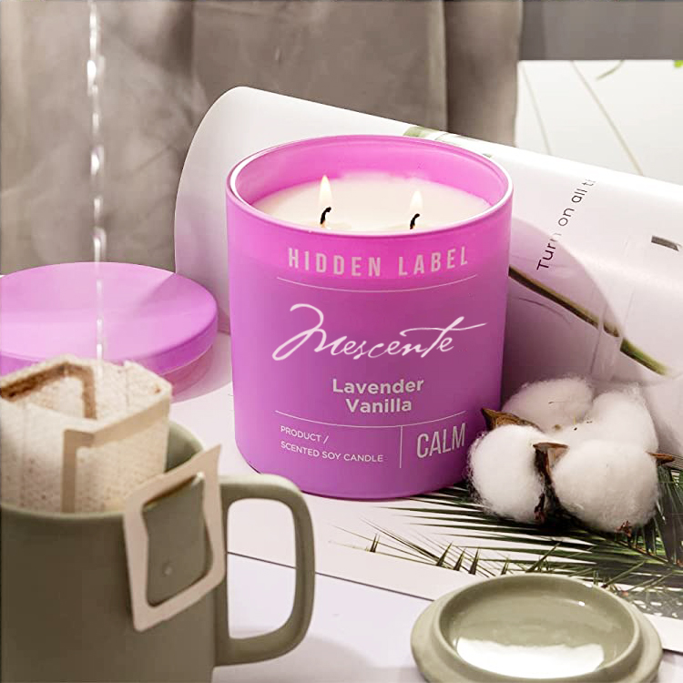 M&Scent Groothandel Luxe Private Label zwarte potten geurkaarsen van sojawas met kristallen