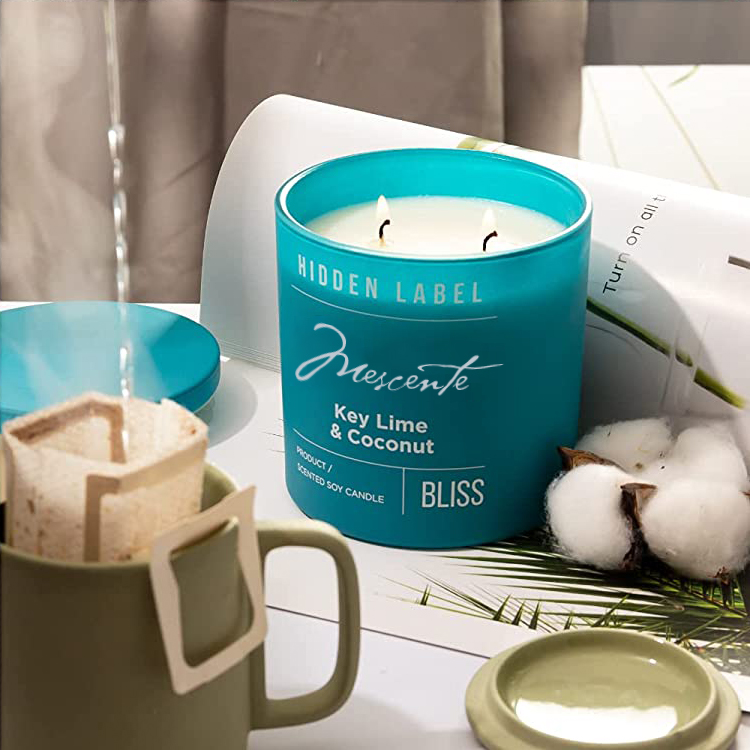 M&Scent Groothandel Luxe Private Label zwarte potten geurkaarsen van sojawas met kristallen