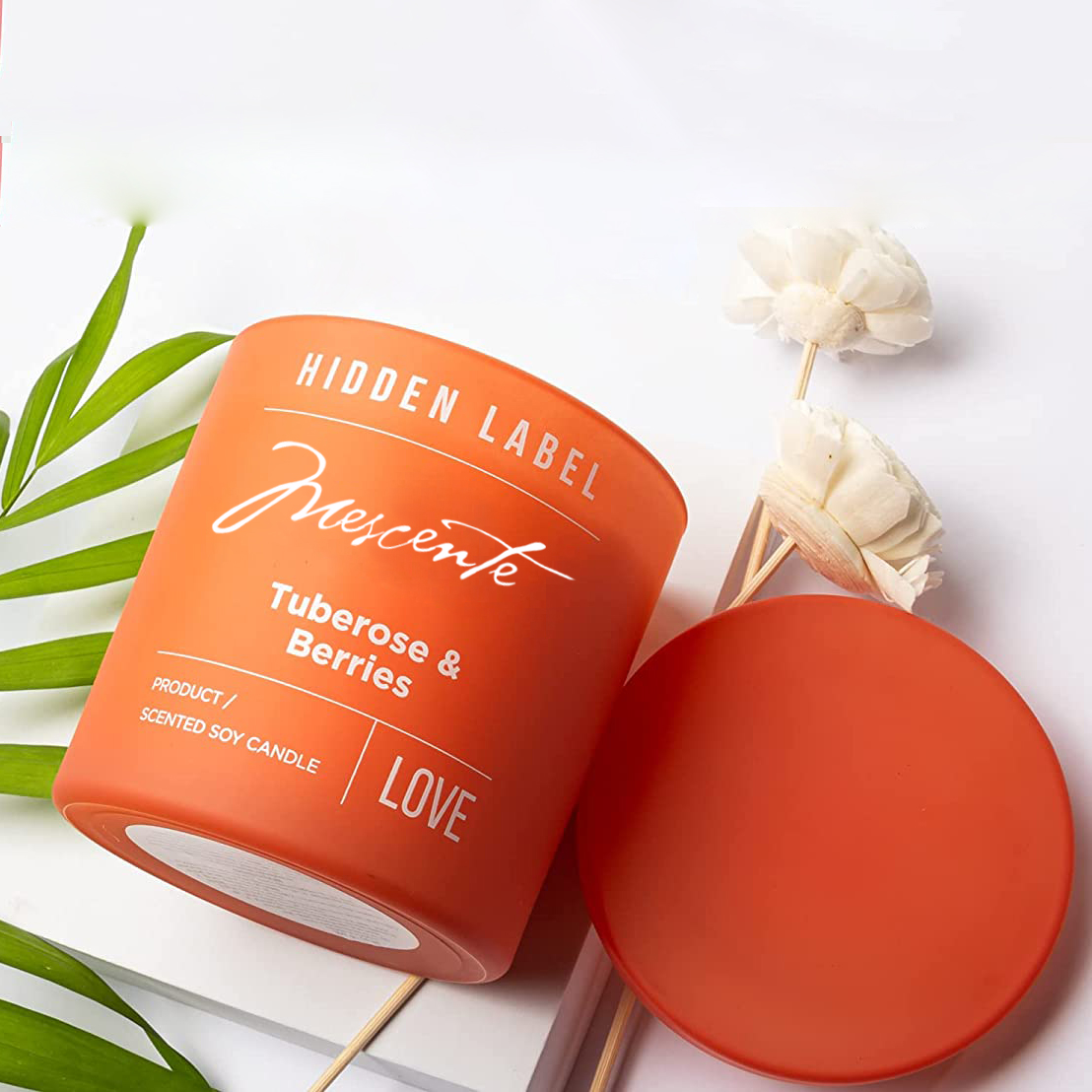 M&Scent Groothandel Luxe Private Label zwarte potten geurkaarsen van sojawas met kristallen