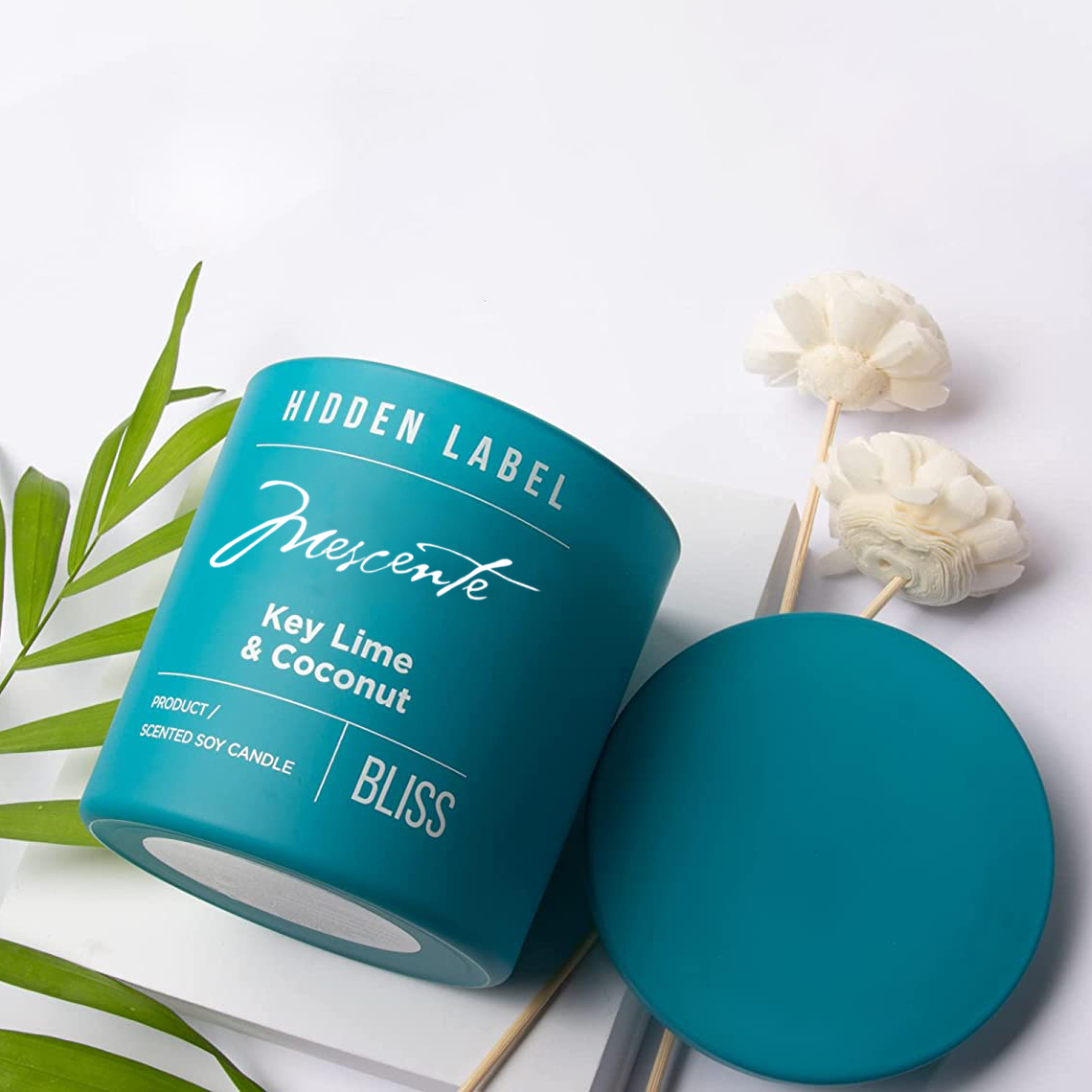 M&Scent Groothandel Luxe Private Label zwarte potten geurkaarsen van sojawas met kristallen