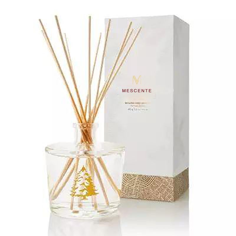 M&Scent Groothandel Luxe Glazen Fles Stik Fiber Ronde Houten Schroef Aroma Riet Diffuser Geschenksets