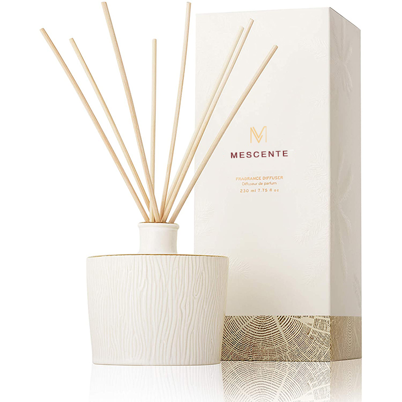 M&Scent Groothandel Luxe Glazen Fles Stik Fiber Ronde Houten Schroef Aroma Riet Diffuser Geschenksets