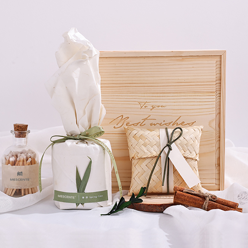 M&Scent luxe houten kandelaar kaarsen private label geparfumeerd met doosje