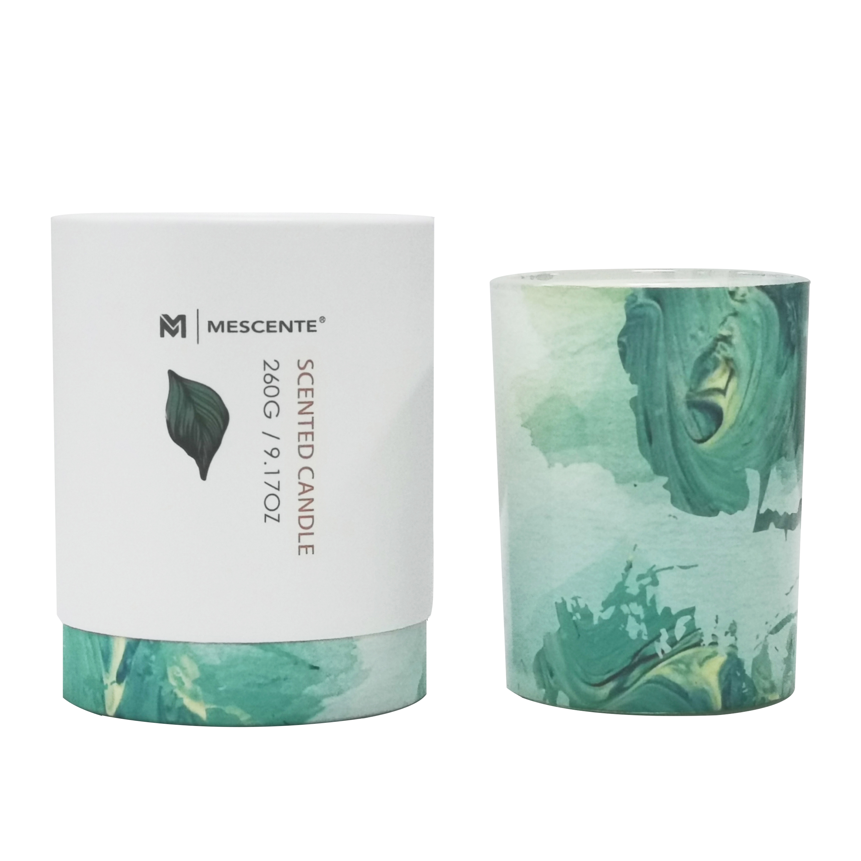 M&Scent groothandel private label groene glazen pot palmkaars, spirituele kaarsen