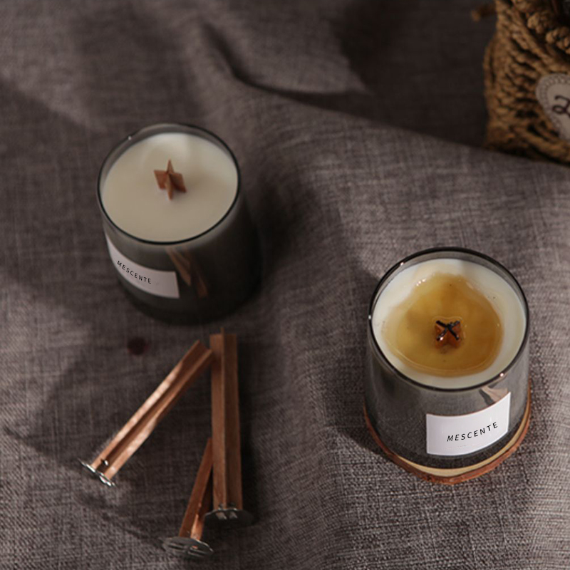 M&Scent luxe glazen potten kristal houten lonten geurkaars van sojawas, bruiloftskaarsen