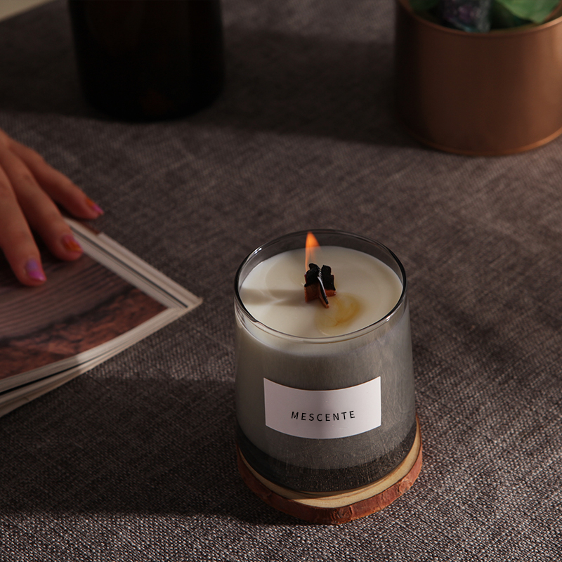 M&Scent luxe glazen potten kristal houten lonten geurkaars van sojawas, bruiloftskaarsen