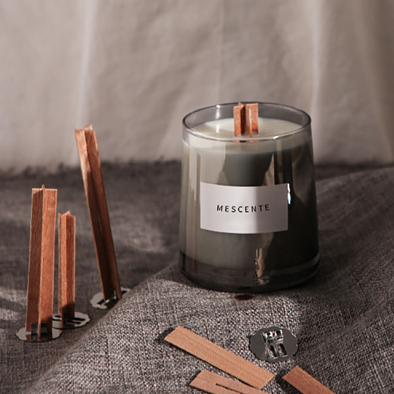 M&Scent luxe glazen potten kristal houten lonten geurkaars van sojawas, bruiloftskaarsen