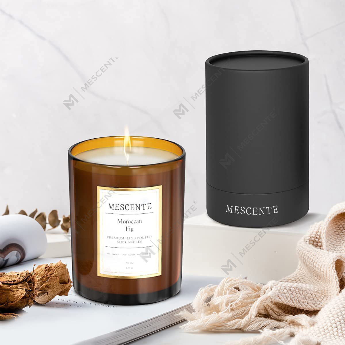 M&Scent groothandel bulkbestelling luxe op maat gemaakte private label geurende sojawaskaarsen cadeauset
