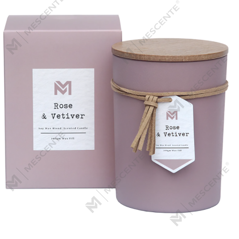 M&S geur groothandel private label houten deksel aromatherapie geur sojawas kaars geschenkset in glazen pot
