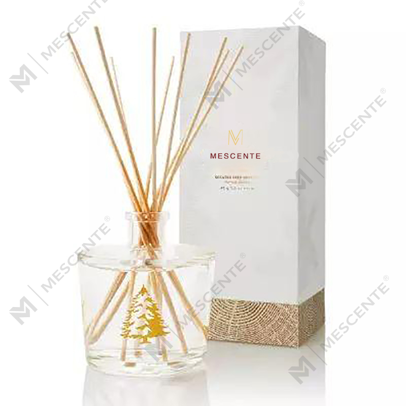M&Scent Groothandel Luxe Glazen Fles Stik Fiber Ronde Houten Schroef Aroma Riet Diffuser Geschenksets