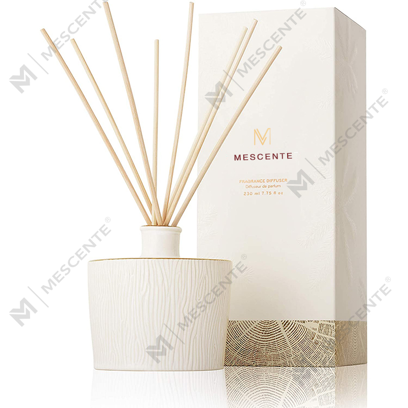 M&Scent Groothandel Luxe Glazen Fles Stik Fiber Ronde Houten Schroef Aroma Riet Diffuser Geschenksets