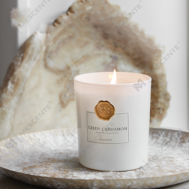 M&Scent luxe op maat gemaakte private label decoratieve glazen potten geurkaars van sojawas