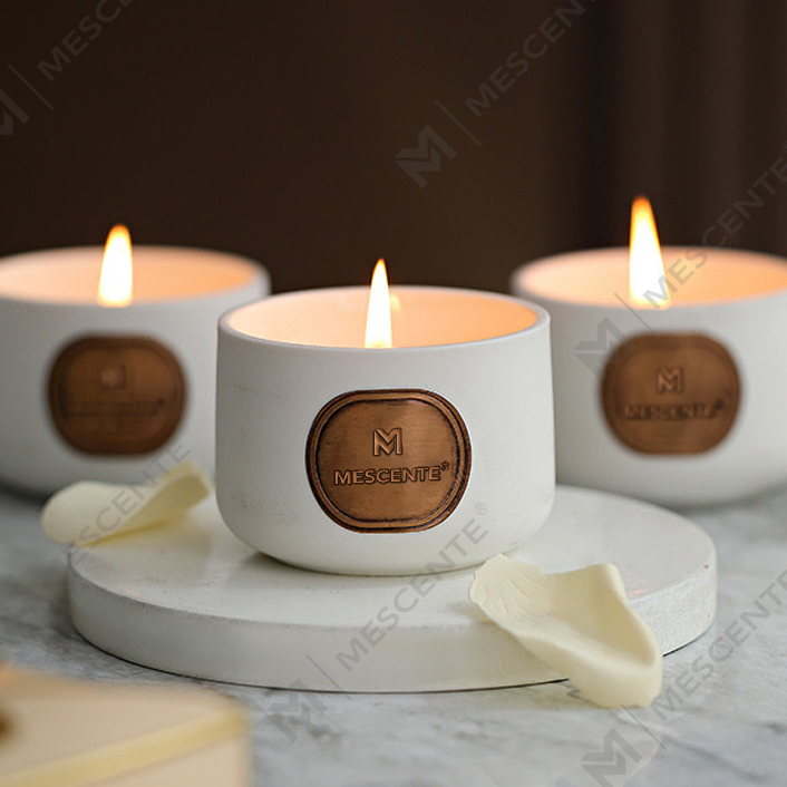 M&Scent private label keramische op maat gemaakte geurkaarsen met kokoswaskaarsen