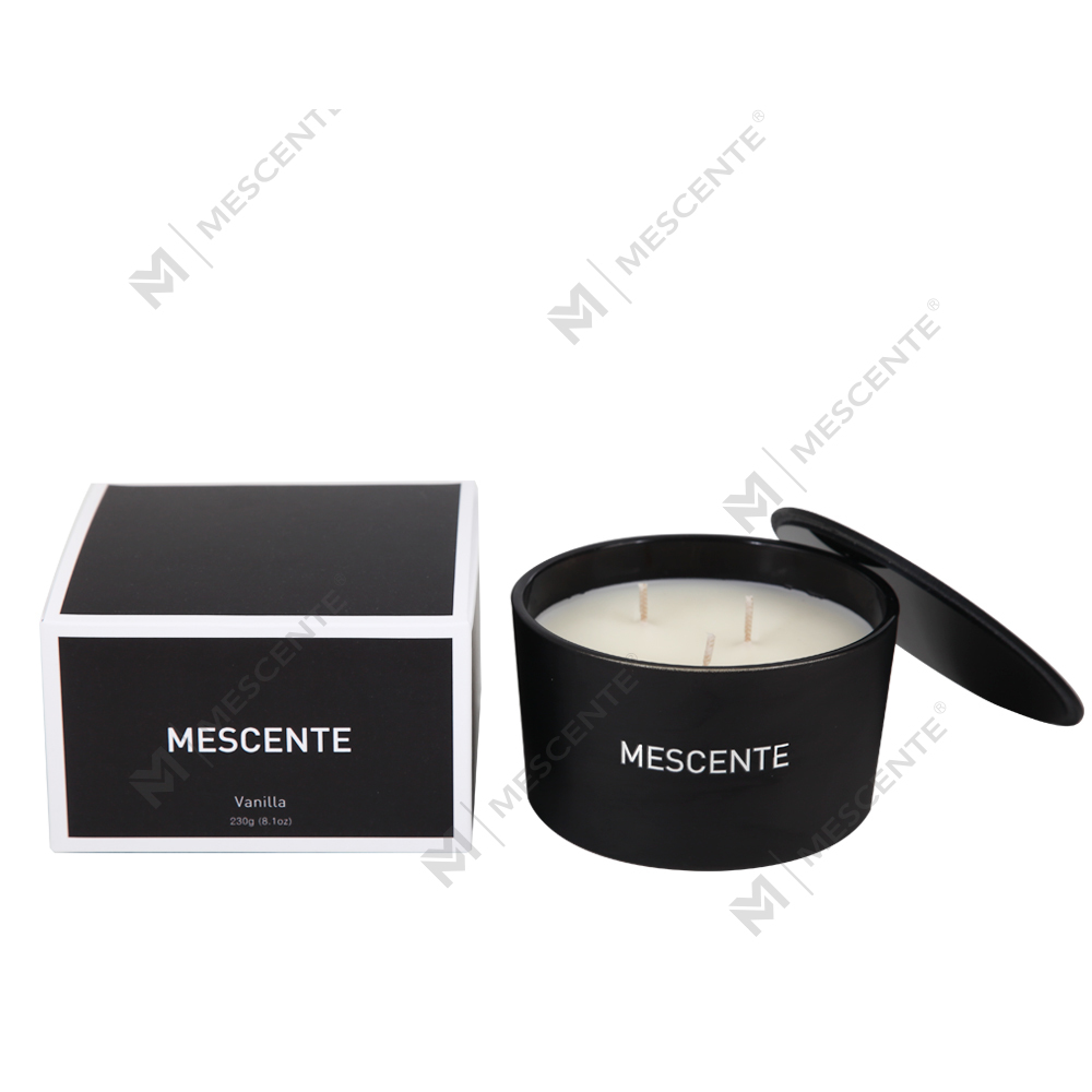 Mescente groothandel private label glazen pot 3 lonten 100% sojawas geurkaars