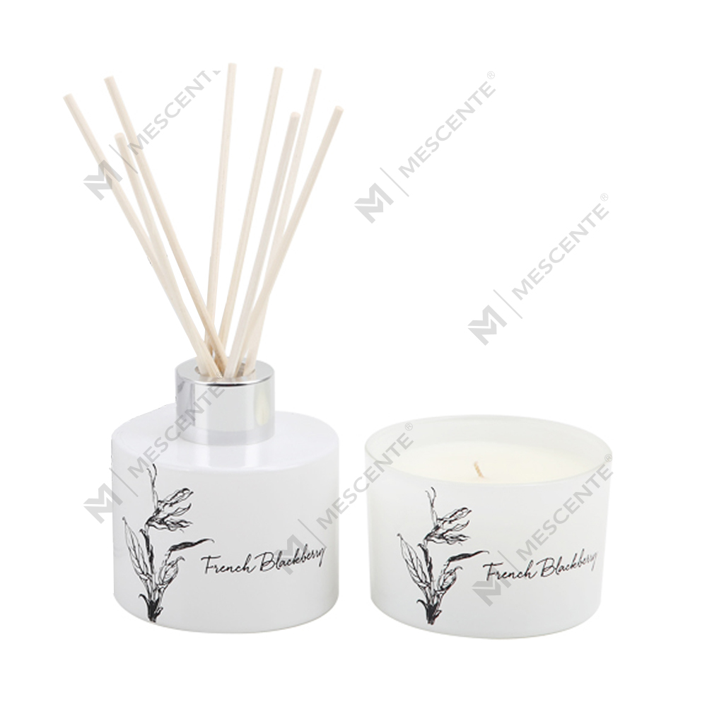 Mescente groothandel luxe private label aroma-rietverspreider en geurkaarsen cadeauset