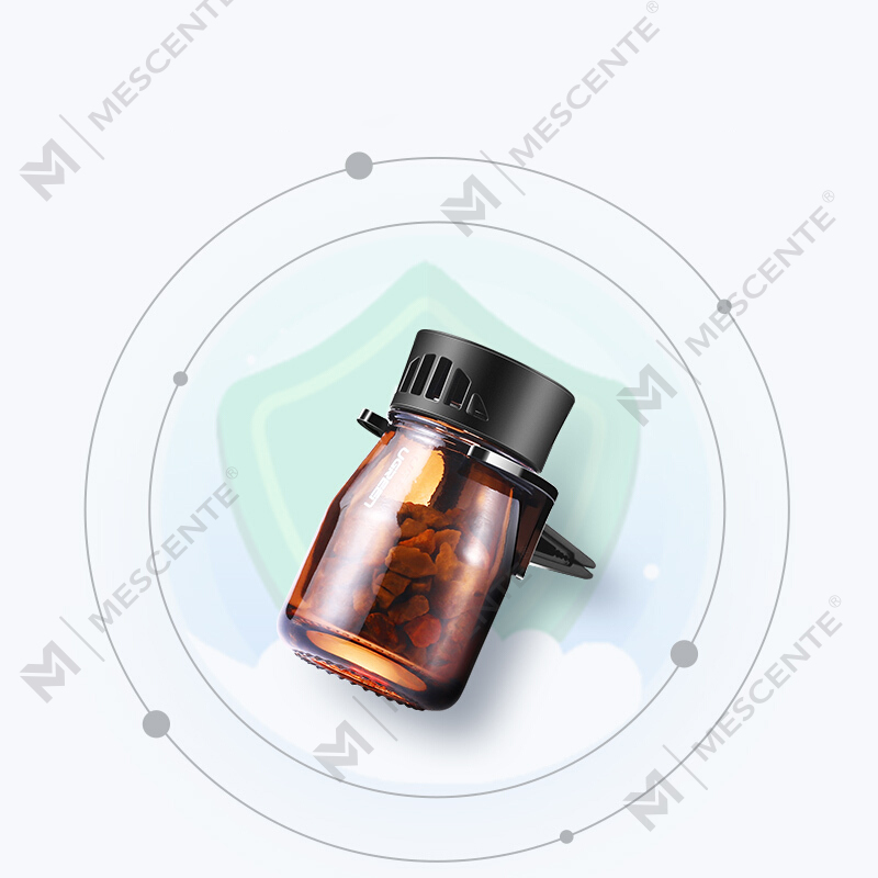 M&Scent organische aangepaste logo mini-geur auto luchtverfrisserflessen, luchtpomp voor auto