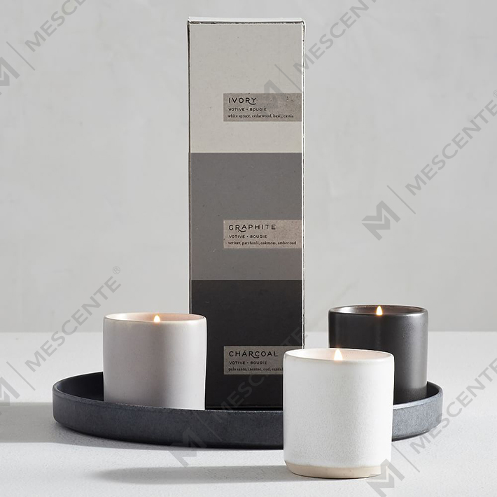 Aangepaste private label luxe keramische geurkaarsencadeauset A29218-waardevol