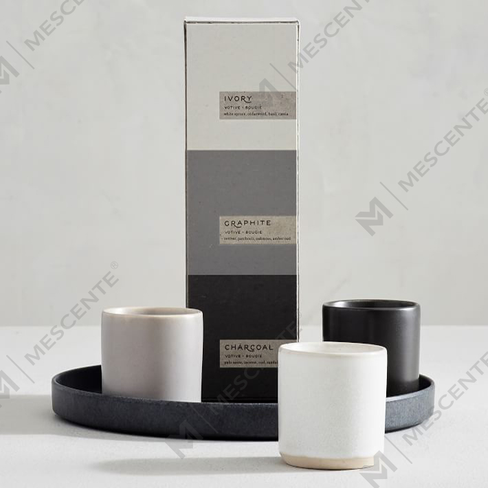 Aangepaste private label luxe keramische geurkaarsencadeauset A29218-waardevol