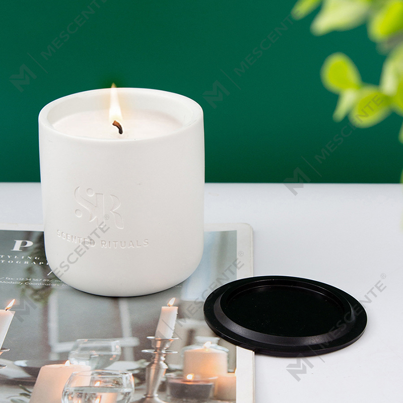 M&S geur Aangepast logo Goedkope keramische potten met houten deksels Kaars, luxe kokosnootkaarsen