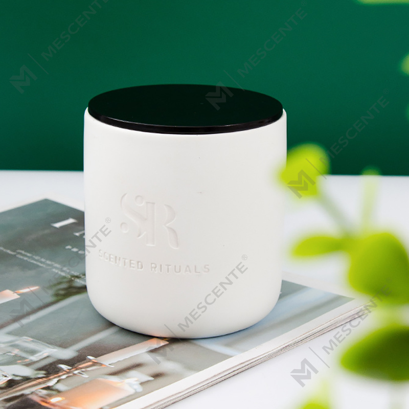 M&S geur Aangepast logo Goedkope keramische potten met houten deksels Kaars, luxe kokosnootkaarsen