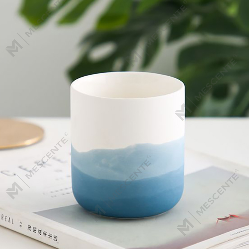 M&Scent decoratieve keramische blauwe en witte vaas taps theelichtkaarsenhouder, lantaarns en kaarspotten