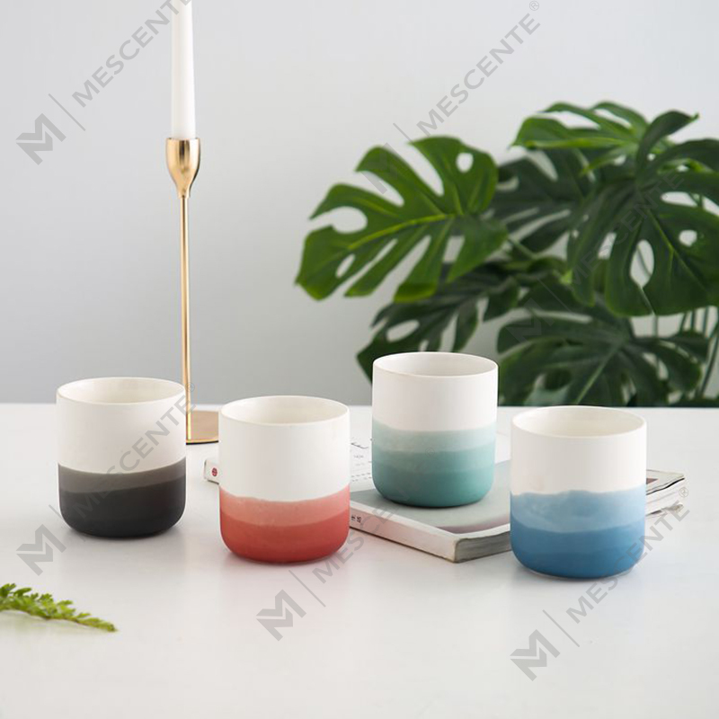 M&Scent decoratieve keramische blauwe en witte vaas taps theelichtkaarsenhouder, lantaarns en kaarspotten