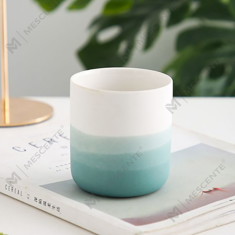 M&Scent decoratieve keramische blauwe en witte vaas taps theelichtkaarsenhouder, lantaarns en kaarspotten