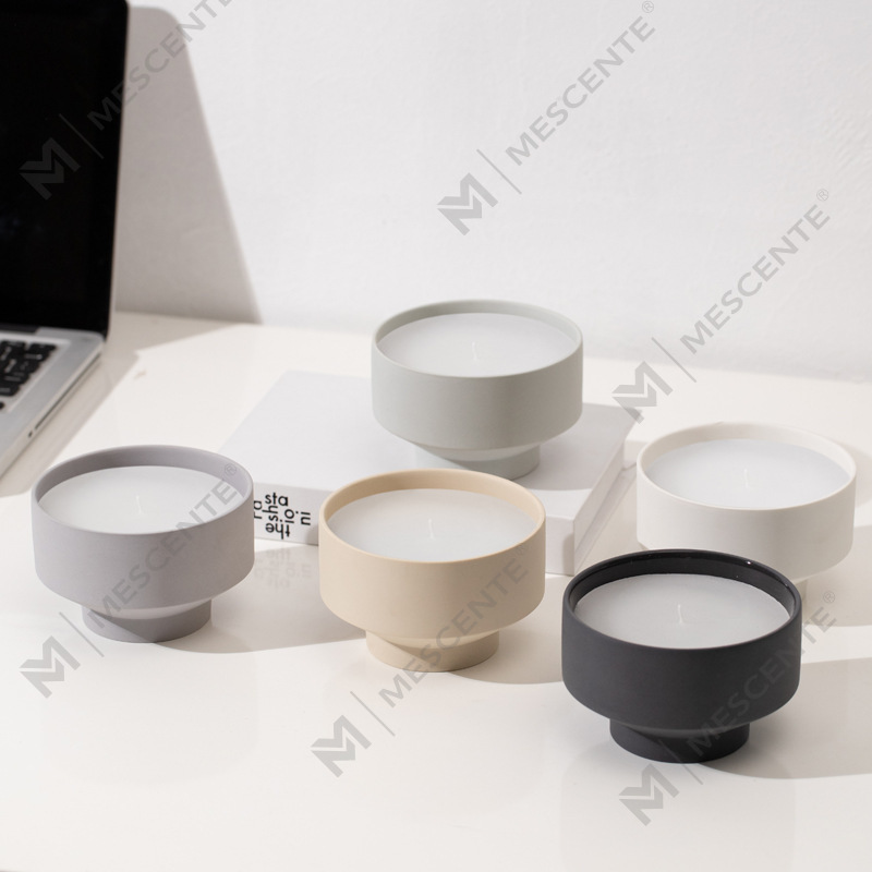 M&Scent Groothandel op maat gemaakte grote moderne 3-lont witte matte kerstkaarspot met bamboe deksel