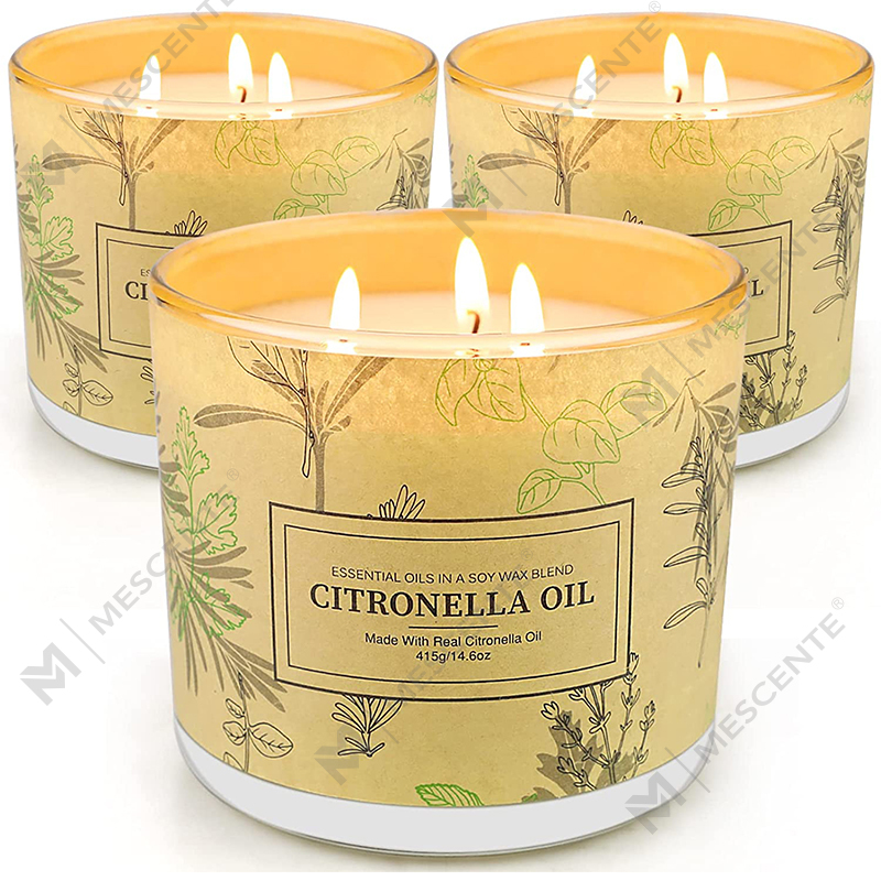 Langdurige 3-lontpotjes met geuraromatherapie Citronella-oliekaarsensets voor thuis, tuin, terras, balkon