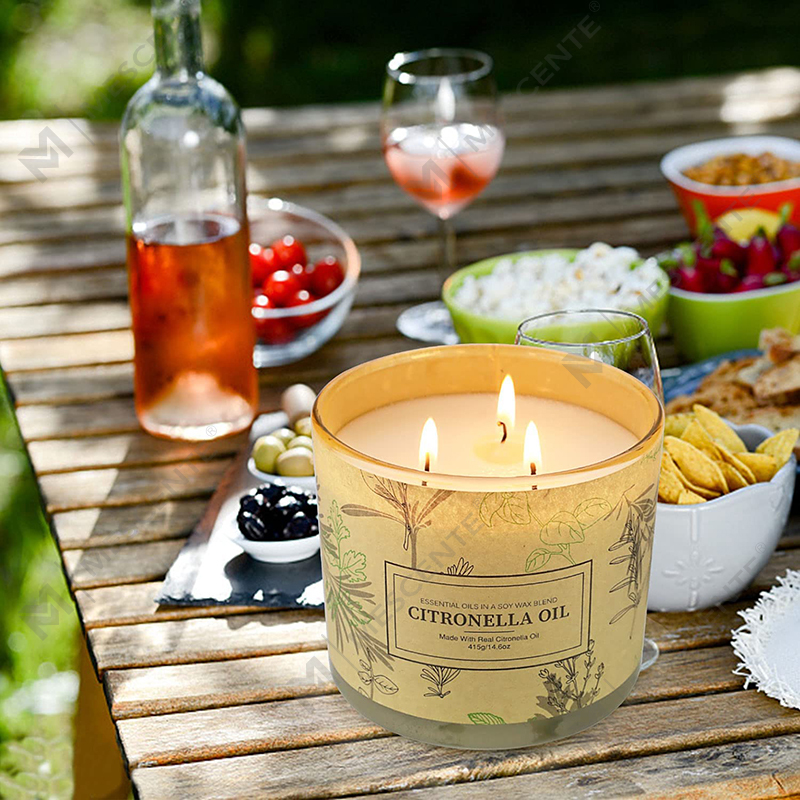 Langdurige 3-lontpotjes met geuraromatherapie Citronella-oliekaarsensets voor thuis, tuin, terras, balkon