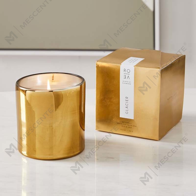 Amazon Luxury Custom Gold Print Logo Zwart Glazen Pot Geurende Soja Wax Kaars Decoratie Cadeauset