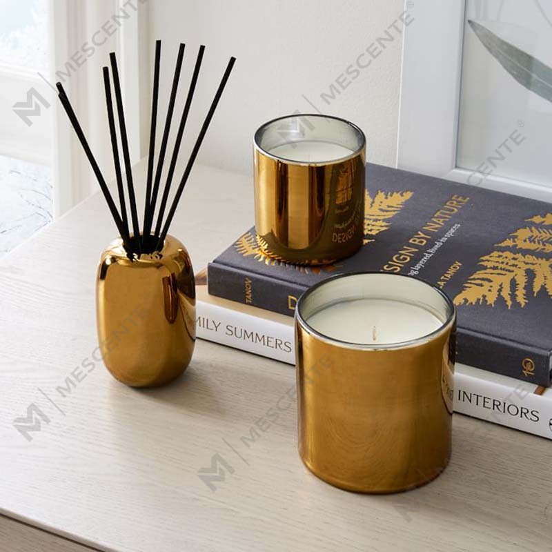 Amazon Luxury Custom Gold Print Logo Zwart Glazen Pot Geurende Soja Wax Kaars Decoratie Cadeauset