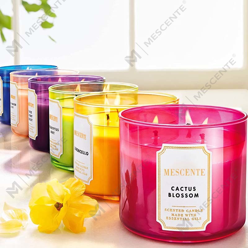 M&Scent handgemaakte 3 lont natuurlijke jasmijn geurende sojawas kaars cadeau, private label aromatherapie kristallen kaarsen
