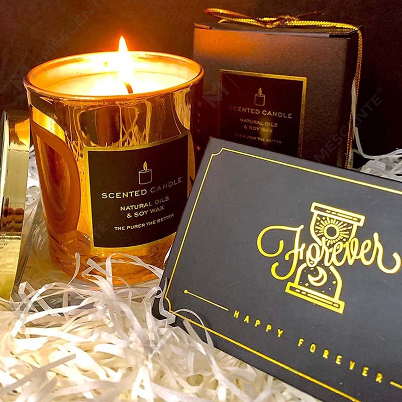 Nieuwe luxe zeer sterk geurende natuurlijke soja gouden metalen deksel roségouden glazen pot Ontspannende aromatherapiekaars