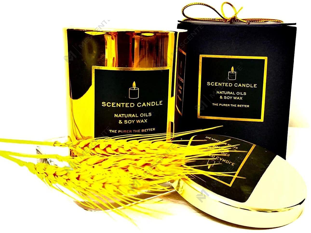 Nieuwe luxe zeer sterk geurende natuurlijke soja gouden metalen deksel roségouden glazen pot Ontspannende aromatherapiekaars