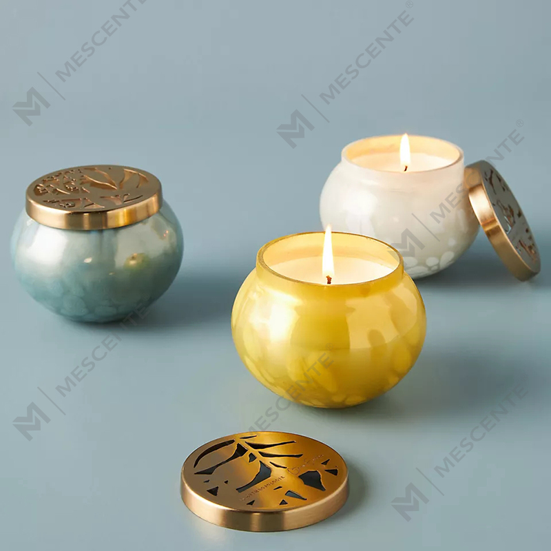 M&scent Private Label Custom Home Decoration Luxe glazen kaarspotten Sojawas geurkaarsen met deksel
