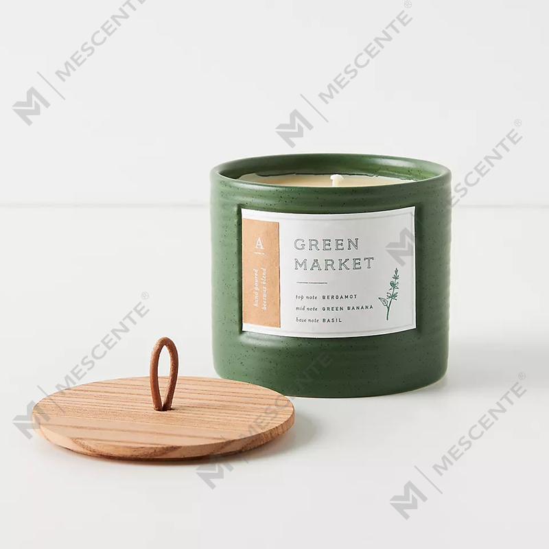 M&Scent Private Label gekleurde keramische potten geurende sojawas chique kaarsen