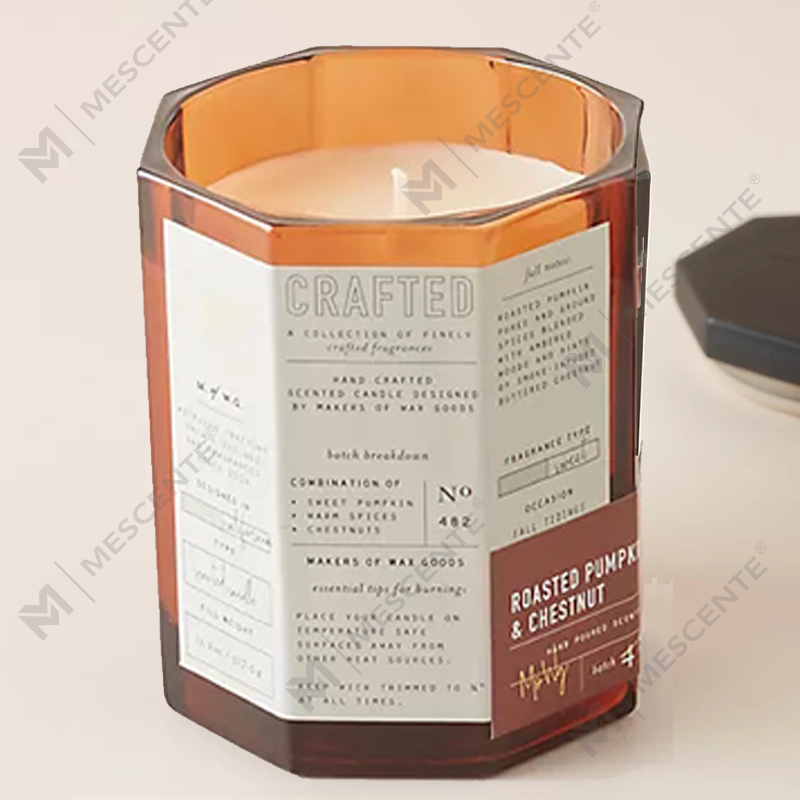 M&Scent op maat gemaakte luxe houten deksel, katoenen lont, glazen vat, sojawasmengsel, herfstachtige glazen kaars