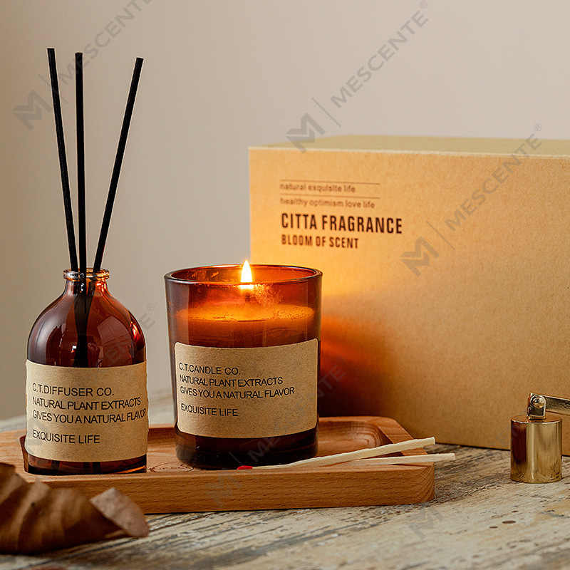 M&Scent luxe rietverspreider en geurkaarsenset voor thuis, met doosverpakking
