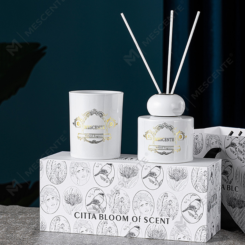 M&Scent luxe private label kaars aroma geurkaars rietverspreider met doosverpakking